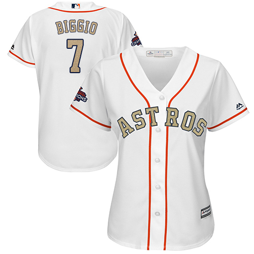 Astros #7 Craig Biggio White 2018 Gold Program Cool Base Women's Stitched MLB Jersey - Click Image to Close